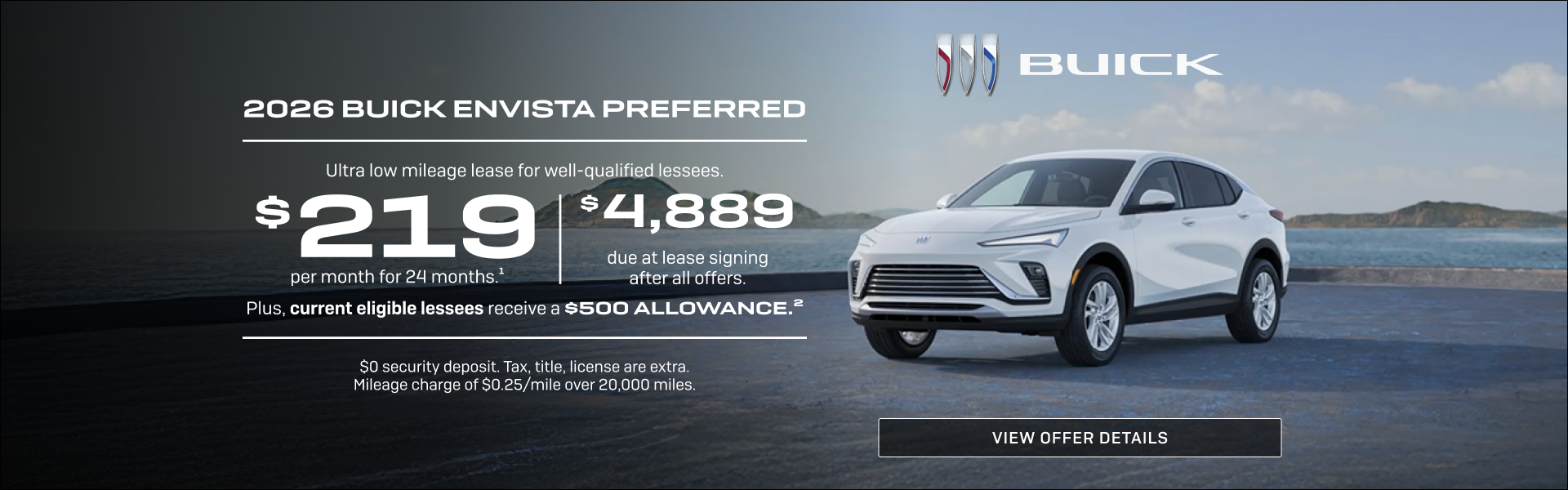 Ultra low mileage lease for well-qualified lessees.

$219 per month for 24 months.1 

$4,889 due ...